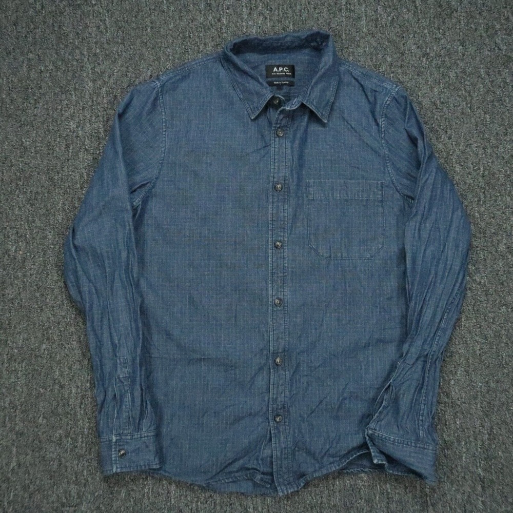 APC Shirt‎ Mens Small Blue Denim Long Sleeve Button Up